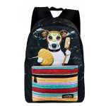 Školská taška Cogio Psík v sprche čierno-farebný